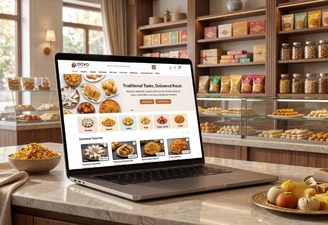 Sweets eCommerce website displayed on laptop